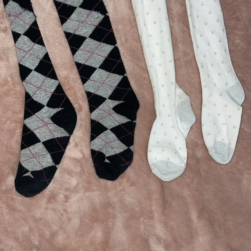 •GARNIMALS•1-NWOT & 1-VGUC BUNDLE OF 2/LITTLE GIRLS SOCK TIGHTS SIZE M/L (7-10)